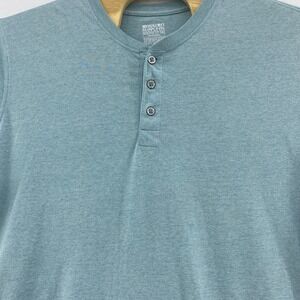 Mossimo Supply Co. Henley T-Shirt Athletic Fit Short Sleeve XXL Teal Blue‎